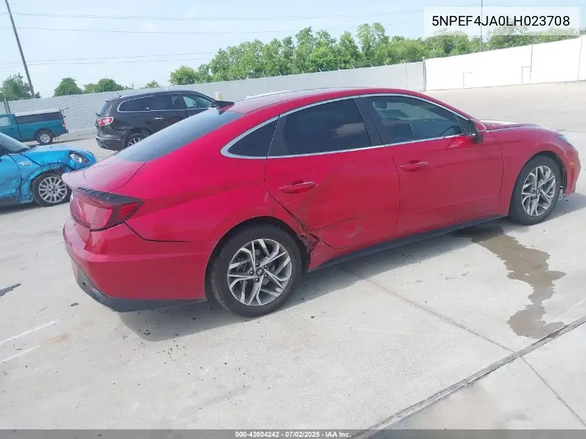 2020 Hyundai Sonata Sel VIN: 5NPEF4JA0LH023708 Lot: 42604242