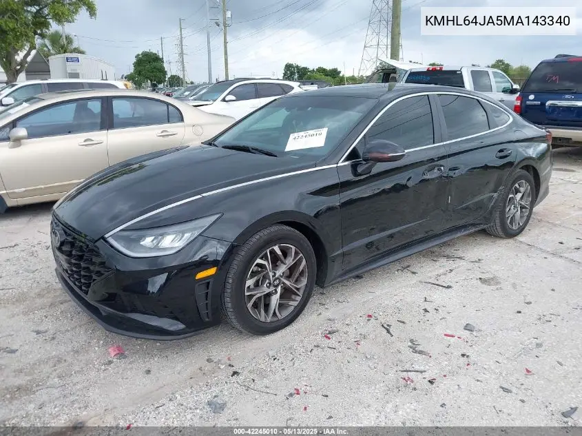 2021 Hyundai Sonata Sel VIN: KMHL64JA5MA143340 Lot: 42245010