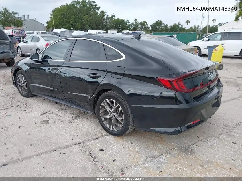 2021 Hyundai Sonata Sel VIN: KMHL64JA5MA143340 Lot: 42245010