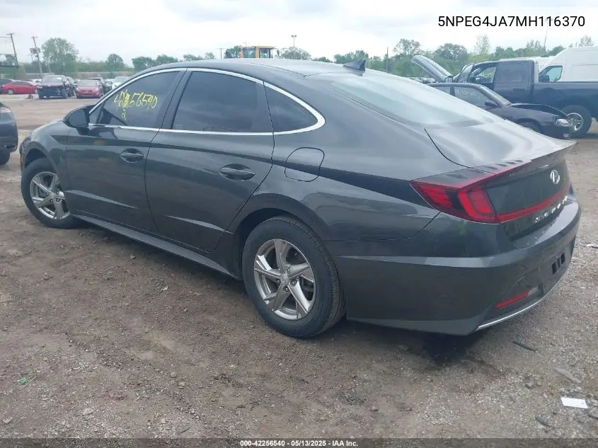 2021 Hyundai Sonata Se VIN: 5NPEG4JA7MH116370 Lot: 42256540