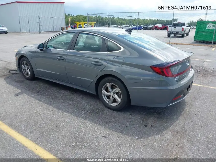 2021 Hyundai Sonata Se VIN: 5NPEG4JA1MH071619 Lot: 42615769