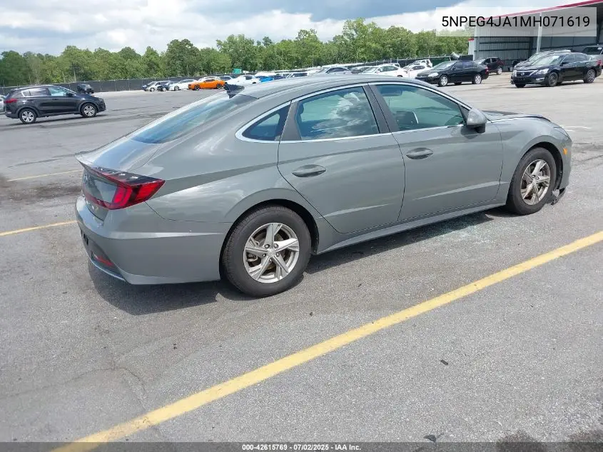 2021 Hyundai Sonata Se VIN: 5NPEG4JA1MH071619 Lot: 42615769