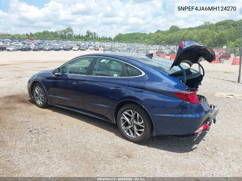 2021 Hyundai Sonata Sel VIN: 5NPEF4JA6MH124270 Lot: 42634173