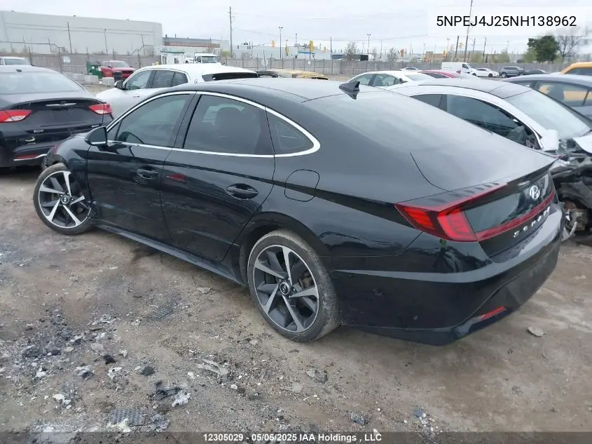 2022 Hyundai Sonata Sport VIN: 5NPEJ4J25NH138962 Lot: 12305029
