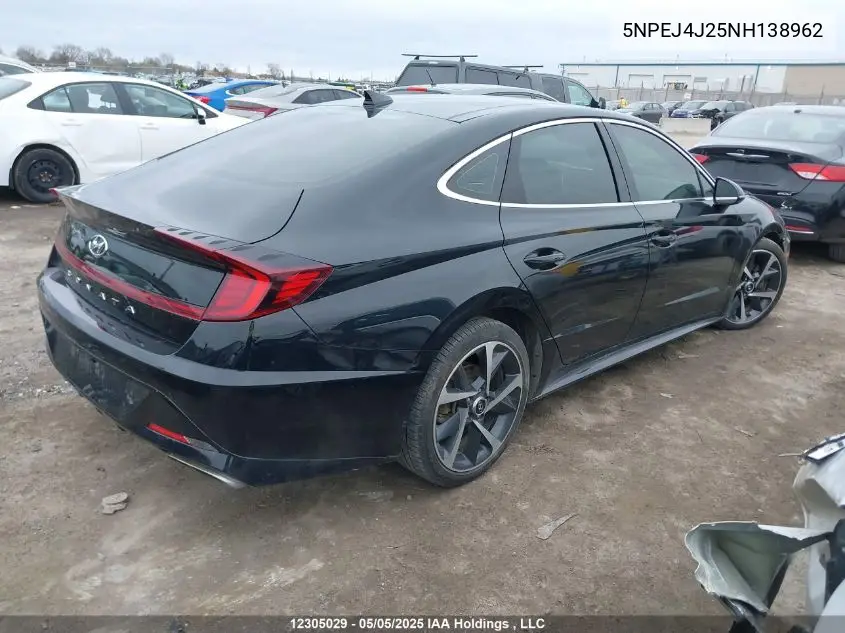 2022 Hyundai Sonata Sport VIN: 5NPEJ4J25NH138962 Lot: 12305029