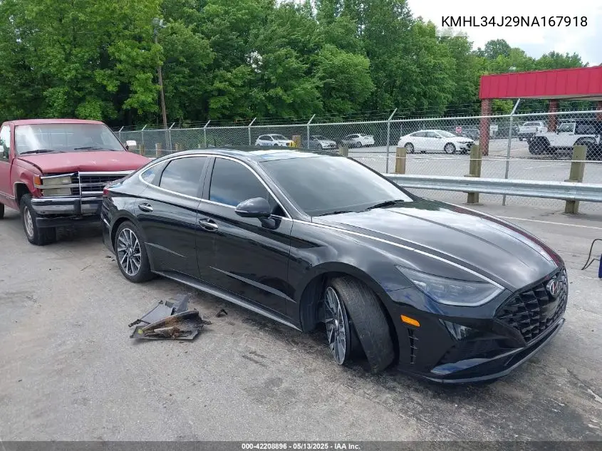 2022 Hyundai Sonata Limited VIN: KMHL34J29NA167918 Lot: 42208896