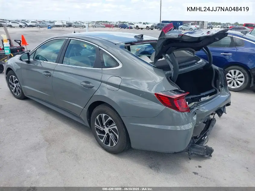 2022 Hyundai Sonata Hybrid Blue VIN: KMHL24JJ7NA048419 Lot: 42615559