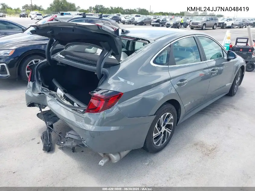 2022 Hyundai Sonata Hybrid Blue VIN: KMHL24JJ7NA048419 Lot: 42615559