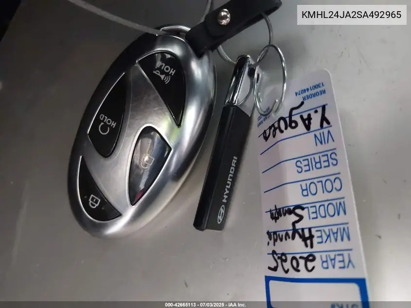 2025 Hyundai Sonata Se VIN: KMHL24JA2SA492965 Lot: 42665113