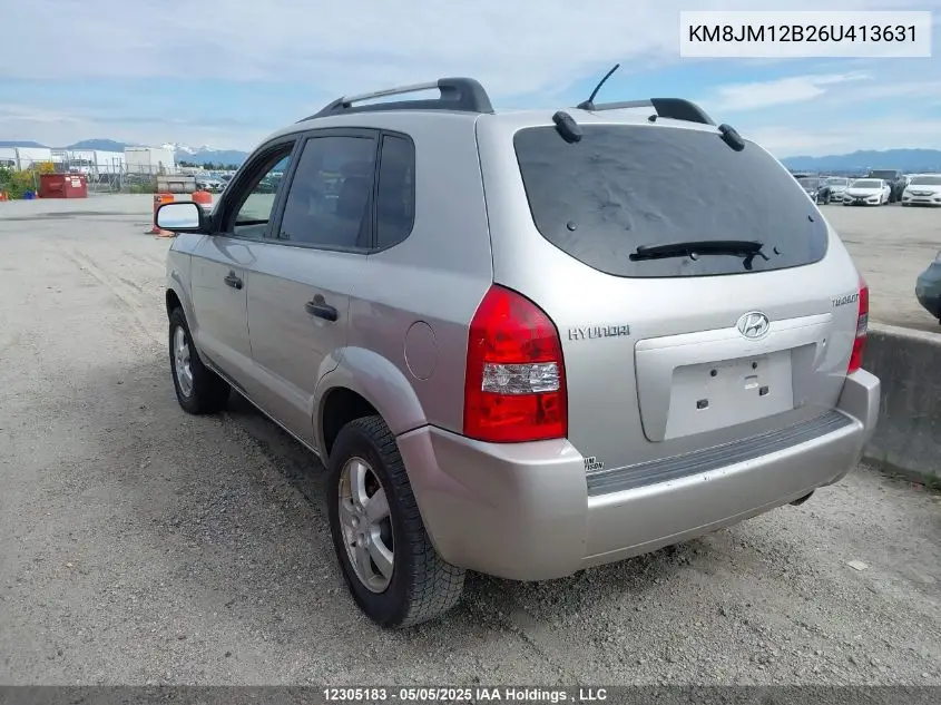 2006 Hyundai Tucson Gl VIN: KM8JM12B26U413631 Lot: 12305183