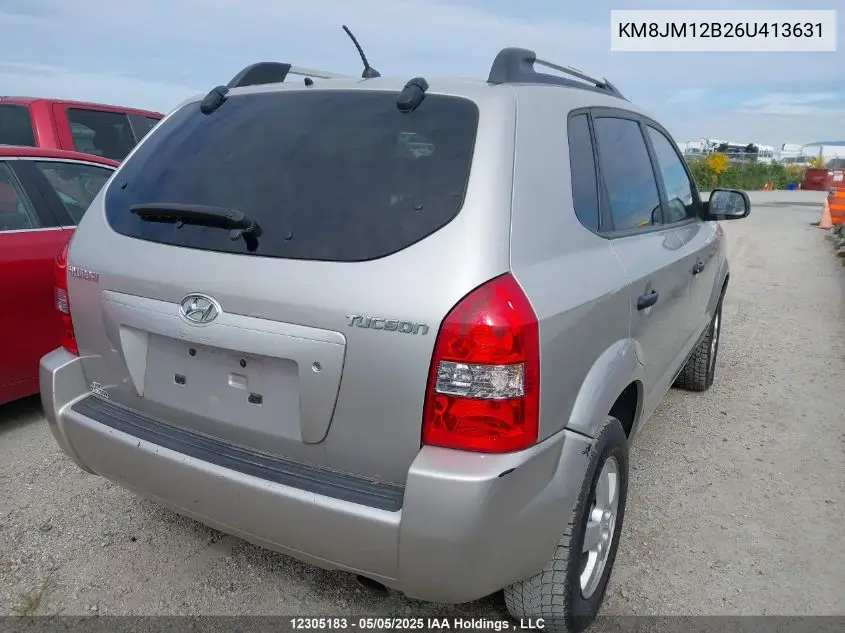 2006 Hyundai Tucson Gl VIN: KM8JM12B26U413631 Lot: 12305183