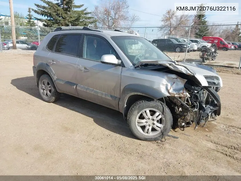 2006 Hyundai Tucson Gl VIN: KM8JM72D76U322116 Lot: 30061014