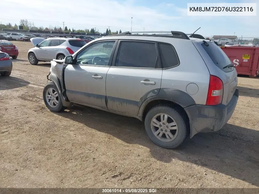 2006 Hyundai Tucson Gl VIN: KM8JM72D76U322116 Lot: 30061014