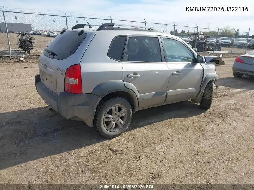 2006 Hyundai Tucson Gl VIN: KM8JM72D76U322116 Lot: 30061014