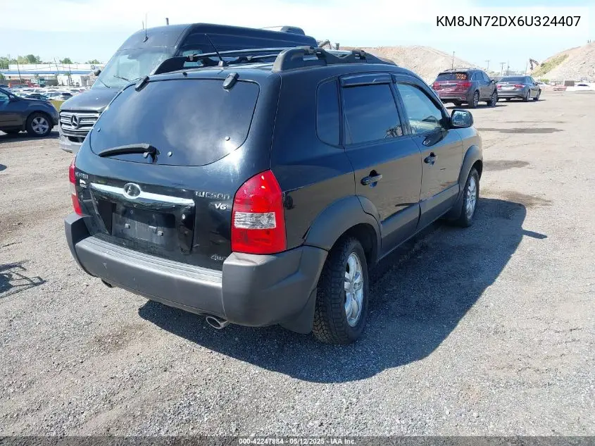 2006 Hyundai Tucson Gls/Limited VIN: KM8JN72DX6U324407 Lot: 42247884