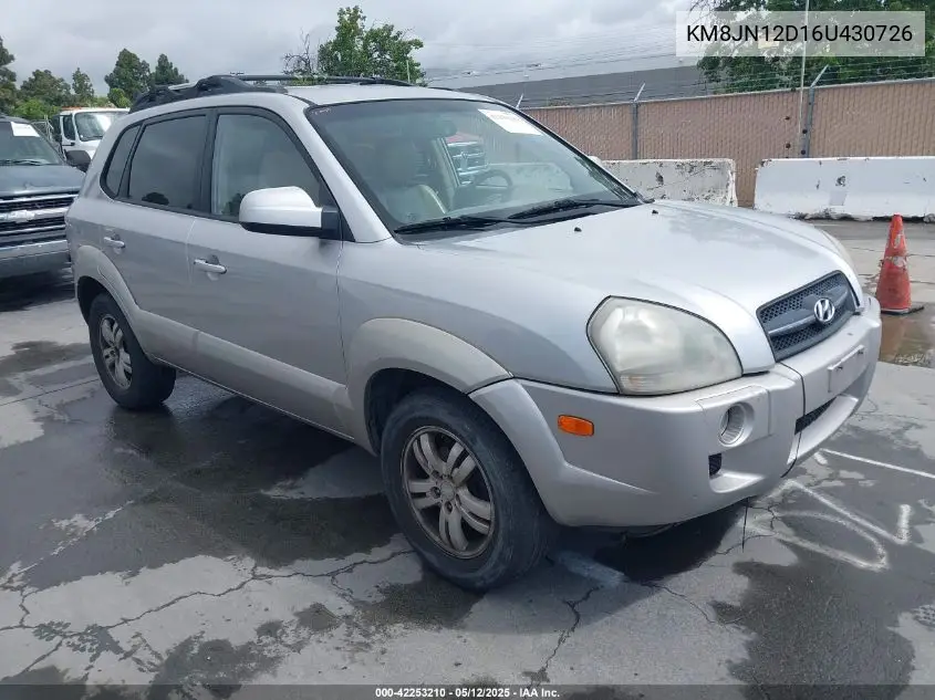 2006 Hyundai Tucson Gls/Limited VIN: KM8JN12D16U430726 Lot: 42253210