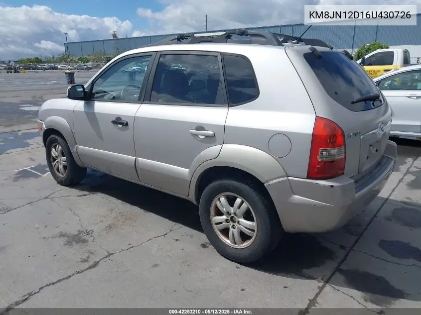 2006 Hyundai Tucson Gls/Limited VIN: KM8JN12D16U430726 Lot: 42253210