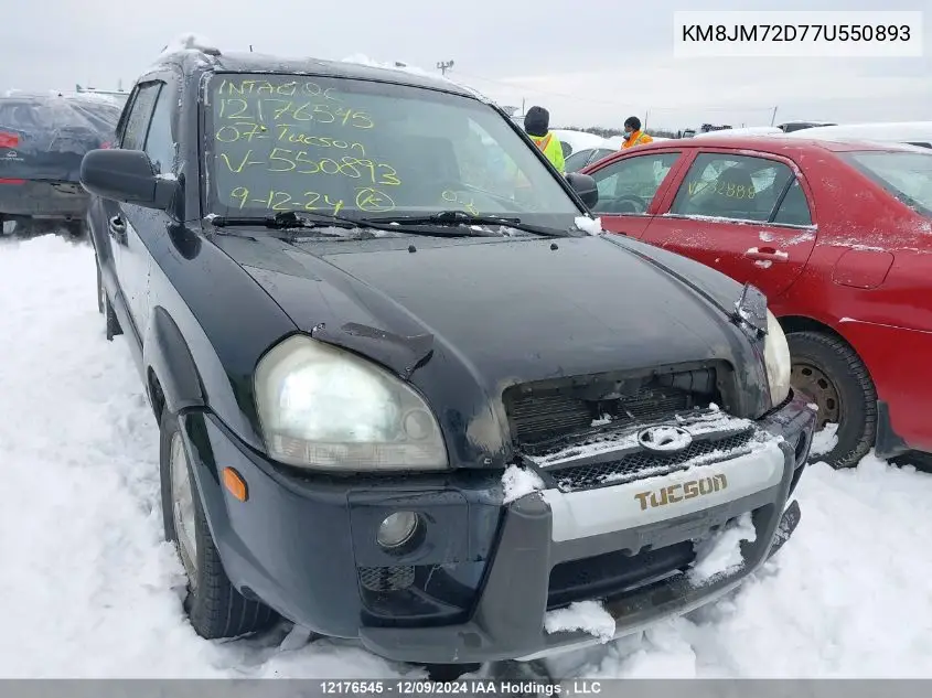 2007 Hyundai Tucson VIN: KM8JM72D77U550893 Lot: 12176545