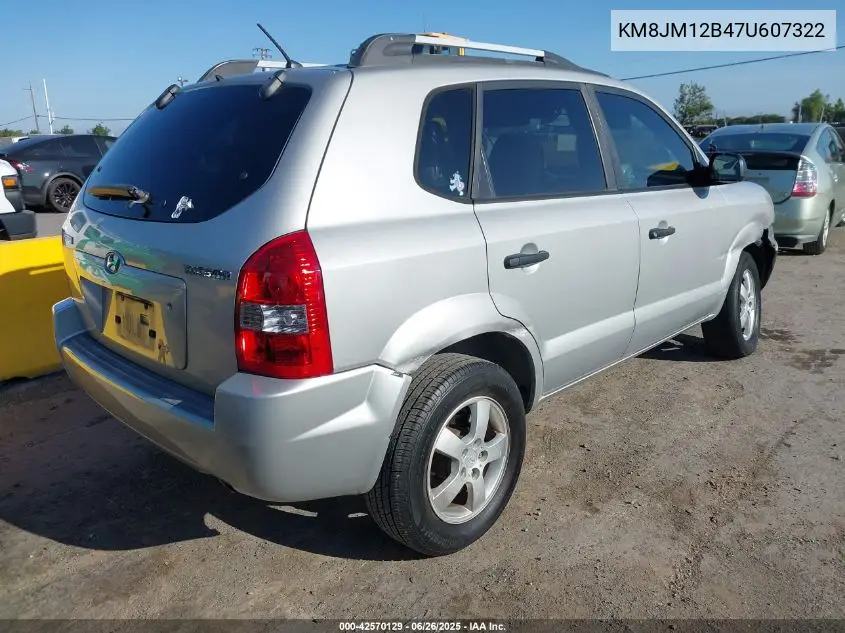 2007 Hyundai Tucson Gls VIN: KM8JM12B47U607322 Lot: 42570129