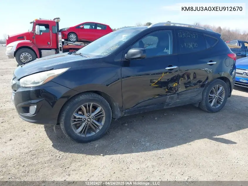 2014 Hyundai Tucson VIN: KM8JU3AGXEU912670 Lot: 12302427
