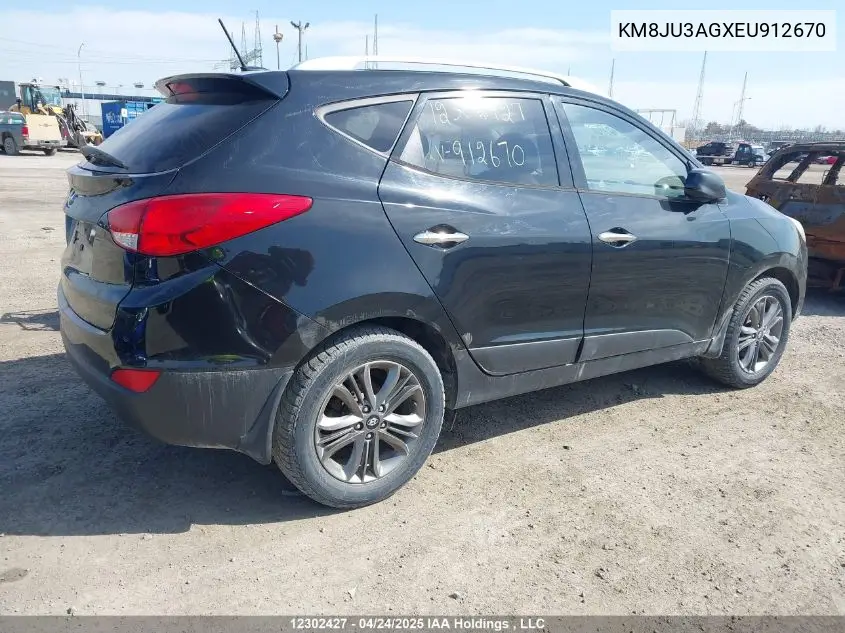 2014 Hyundai Tucson VIN: KM8JU3AGXEU912670 Lot: 12302427