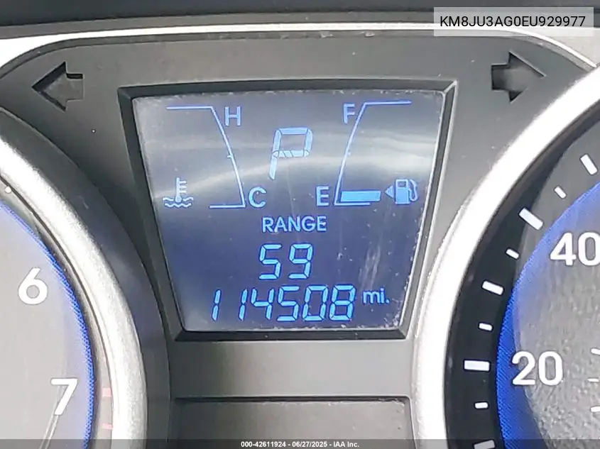 2014 Hyundai Tucson Se VIN: KM8JU3AG0EU929977 Lot: 42611924
