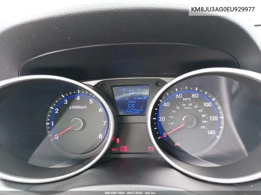 2014 Hyundai Tucson Se VIN: KM8JU3AG0EU929977 Lot: 42611924