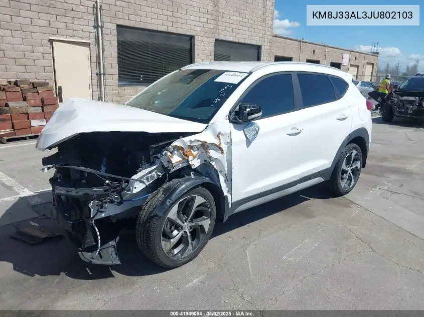 2018 Hyundai Tucson Sport VIN: KM8J33AL3JU802103 Lot: 41949054