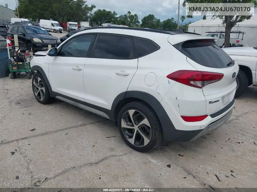 2018 Hyundai Tucson Value VIN: KM8J33A24JU670170 Lot: 42257071