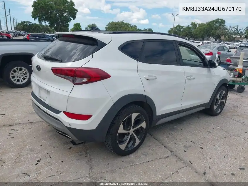 2018 Hyundai Tucson Value VIN: KM8J33A24JU670170 Lot: 42257071