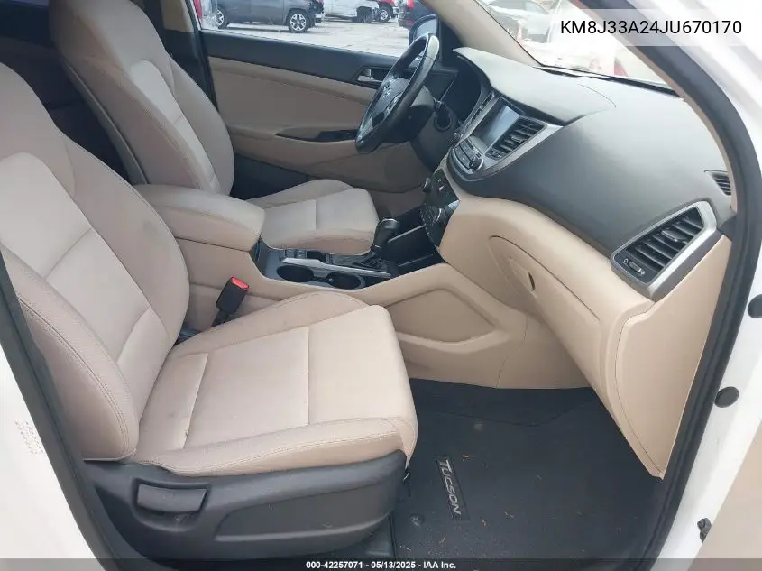 2018 Hyundai Tucson Value VIN: KM8J33A24JU670170 Lot: 42257071