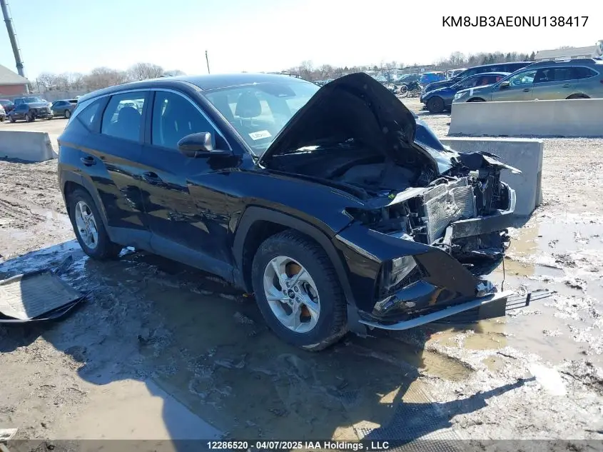 2022 Hyundai Tucson VIN: KM8JB3AE0NU138417 Lot: 12286520