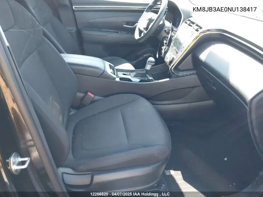 2022 Hyundai Tucson VIN: KM8JB3AE0NU138417 Lot: 12286520