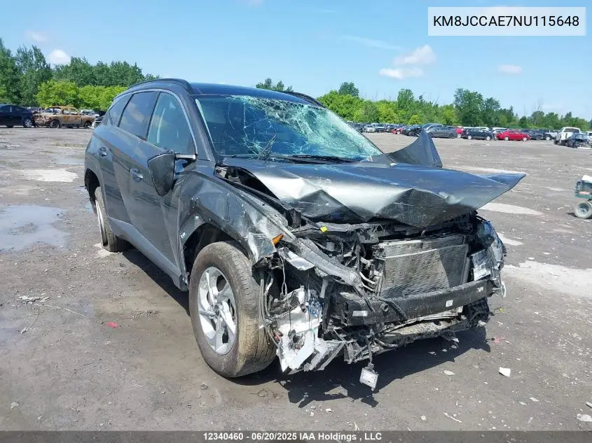 2022 Hyundai Tucson Sel VIN: KM8JCCAE7NU115648 Lot: 12340460