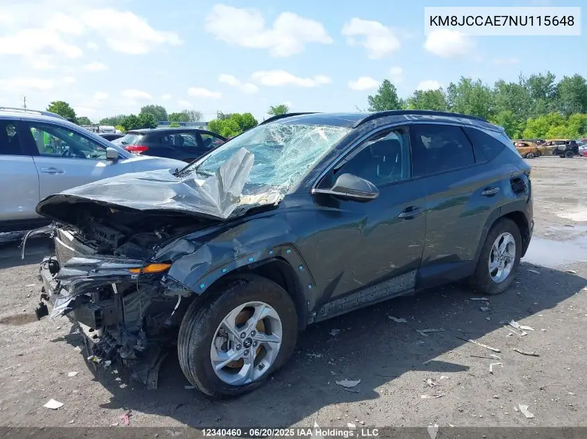 2022 Hyundai Tucson Sel VIN: KM8JCCAE7NU115648 Lot: 12340460