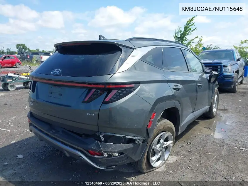 2022 Hyundai Tucson Sel VIN: KM8JCCAE7NU115648 Lot: 12340460