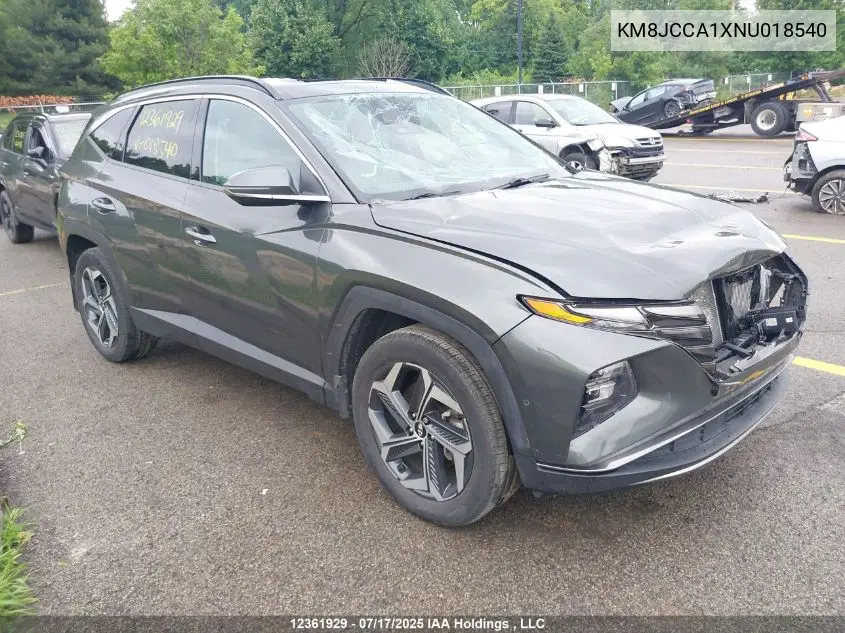 2022 Hyundai Tucson Hybrid Ultimate VIN: KM8JCCA1XNU018540 Lot: 12361929