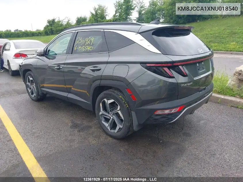 2022 Hyundai Tucson Hybrid Ultimate VIN: KM8JCCA1XNU018540 Lot: 12361929