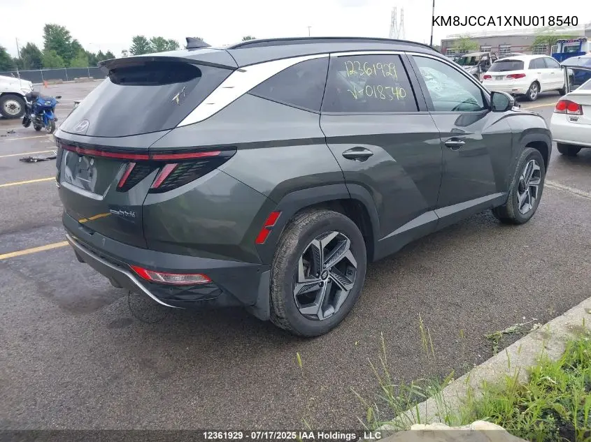 2022 Hyundai Tucson Hybrid Ultimate VIN: KM8JCCA1XNU018540 Lot: 12361929