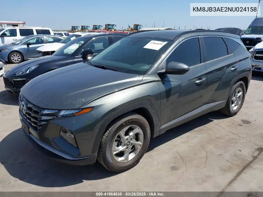 2022 Hyundai Tucson Sel VIN: KM8JB3AE2NU024158 Lot: 41864835