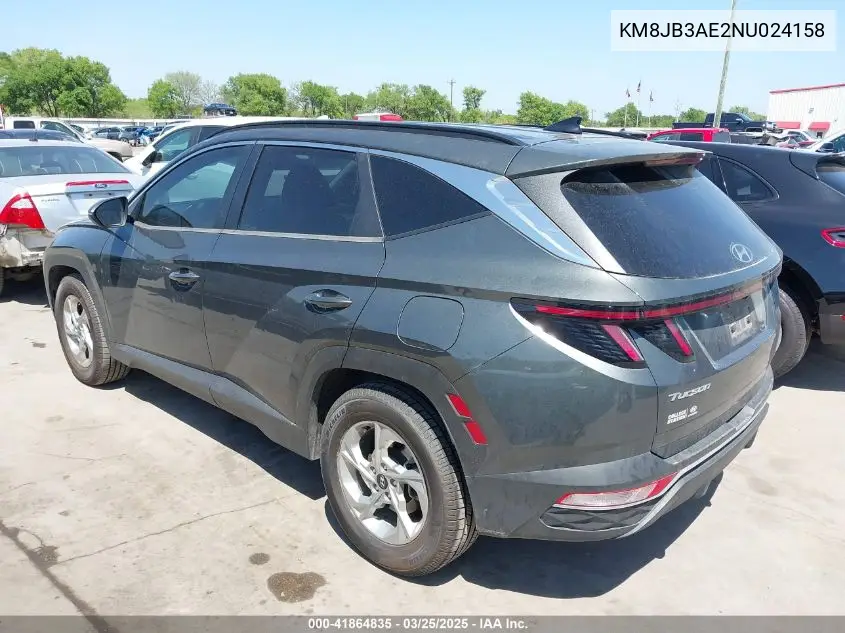 2022 Hyundai Tucson Sel VIN: KM8JB3AE2NU024158 Lot: 41864835