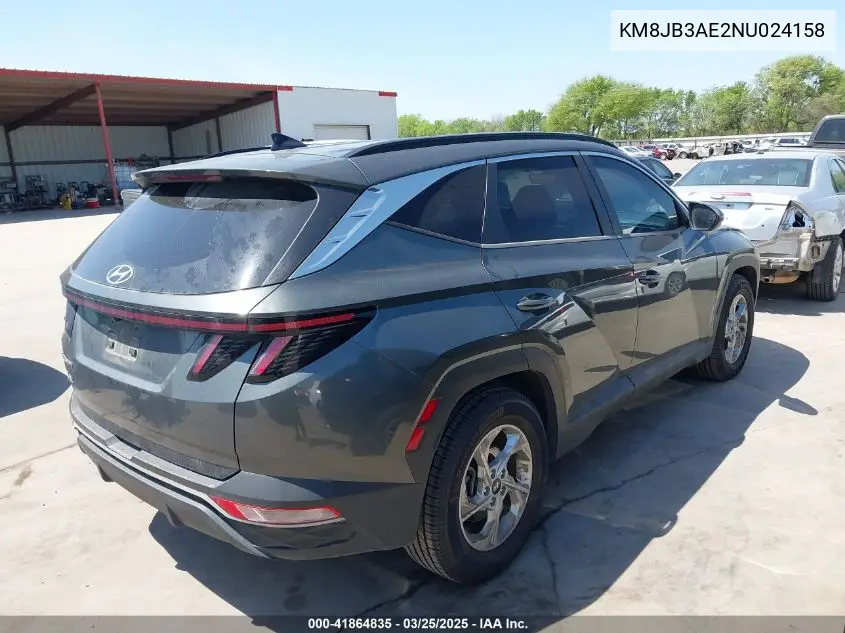 2022 Hyundai Tucson Sel VIN: KM8JB3AE2NU024158 Lot: 41864835