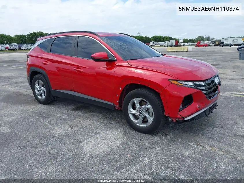 2022 Hyundai Tucson Sel VIN: 5NMJB3AE6NH110374 Lot: 42241637