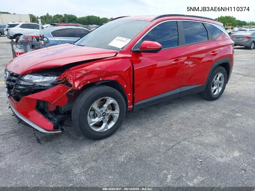 2022 Hyundai Tucson Sel VIN: 5NMJB3AE6NH110374 Lot: 42241637
