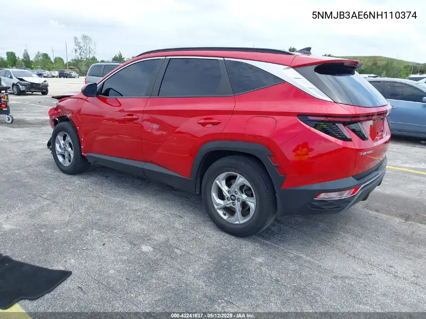 2022 Hyundai Tucson Sel VIN: 5NMJB3AE6NH110374 Lot: 42241637