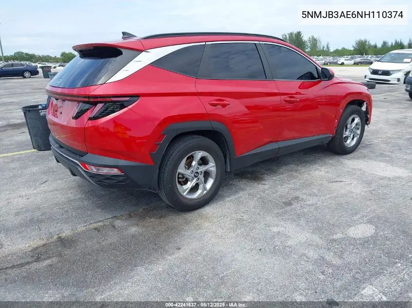 2022 Hyundai Tucson Sel VIN: 5NMJB3AE6NH110374 Lot: 42241637