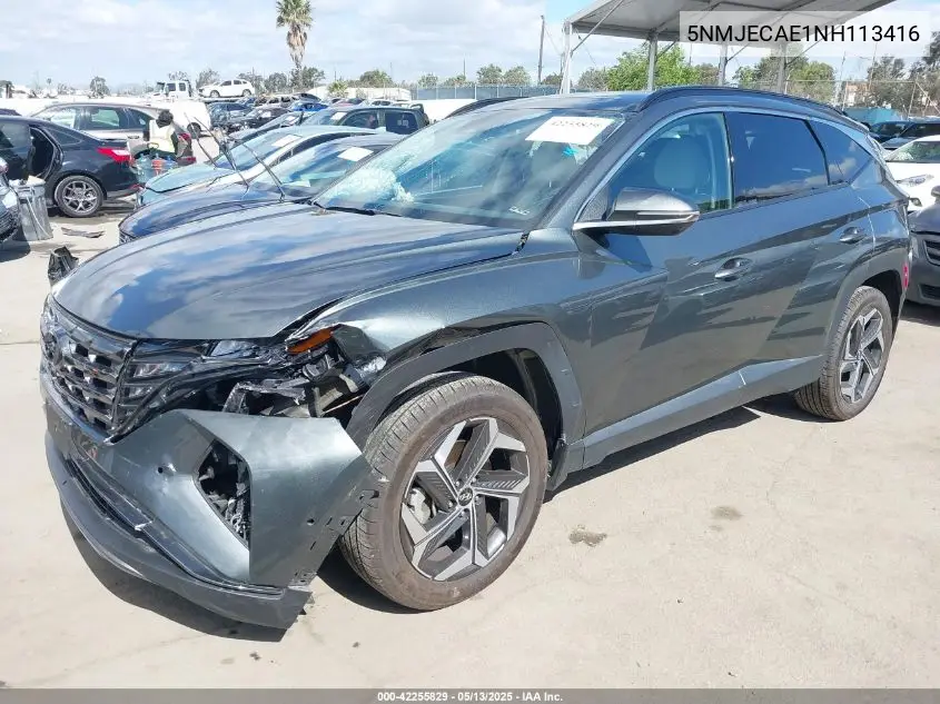 2022 Hyundai Tucson Limited VIN: 5NMJECAE1NH113416 Lot: 42255829