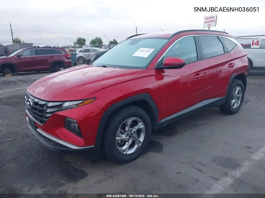 2022 Hyundai Tucson Sel VIN: 5NMJBCAE6NH036051 Lot: 42257485