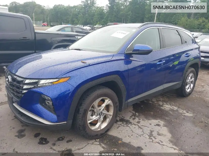 2022 Hyundai Tucson Sel VIN: 5NMJBCAE5NH070630 Lot: 42578905