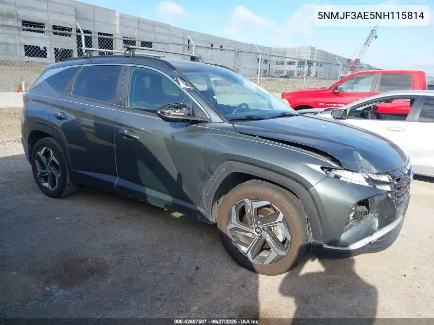 2022 Hyundai Tucson Sel VIN: 5NMJF3AE5NH115814 Lot: 42607507